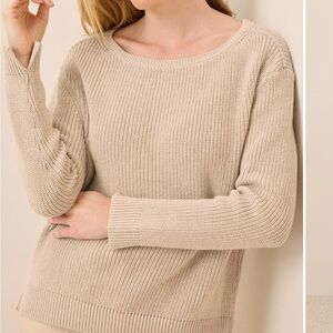 Pact Women's 100% Organic Cotton Beige Oatmeal Crew Neck Sweater